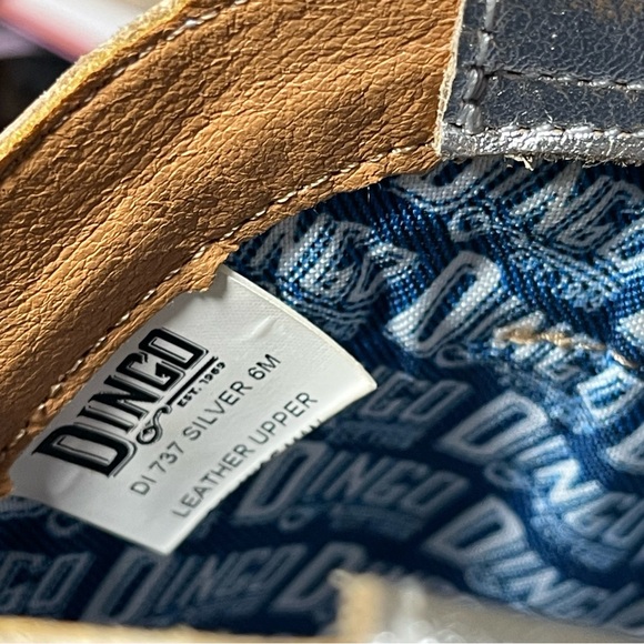 Dingo Gypsy Studded Fringe Metallic Snip Toe Cowboy Silver Boots 6M DI 737 - Picture 8 of 12